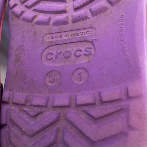 CROCS Purple Pink Slip-On Shoes Size 1 - Picture 5 of 6